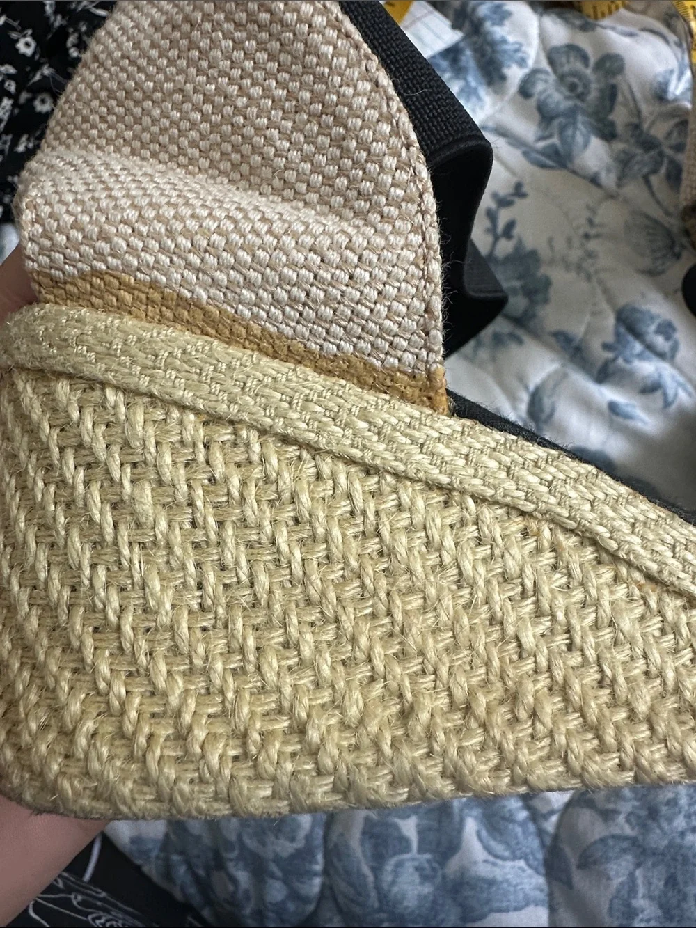 Lauren Ralph Lauren Espadrille Wedge Sandals - Black and Natural- Charla
